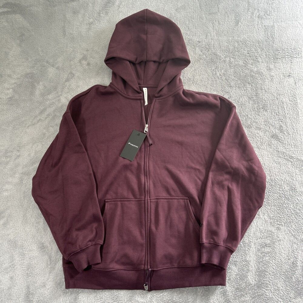 Fabletics Go To Full Oversized Hoodie Mens Small Purple Fleece Zip Up Jacket